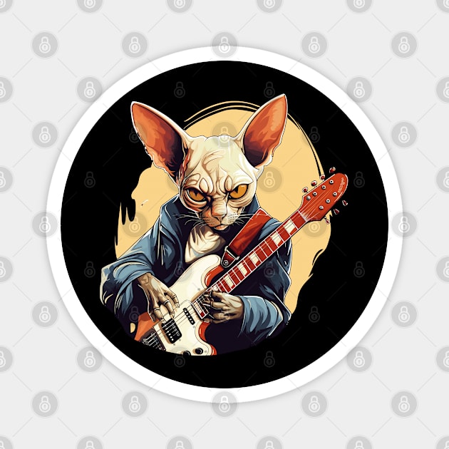 Sphynx Cat Playing Guitar Magnet by Graceful Designs